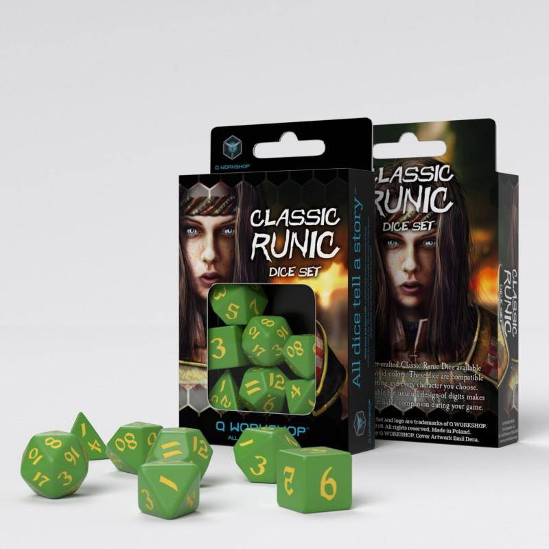 Q Workshop - Würfel Set Classic Runic RPG - Grün & Gelb -7