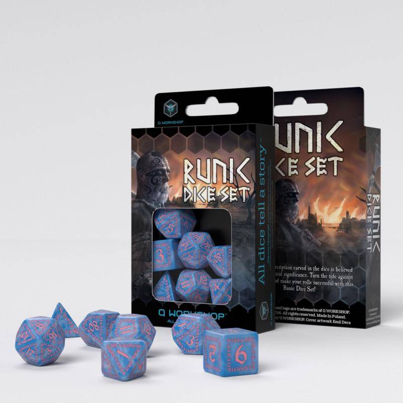 Q Workshop - Würfel Set RPG Runic - Gletscher & Pink - 7
