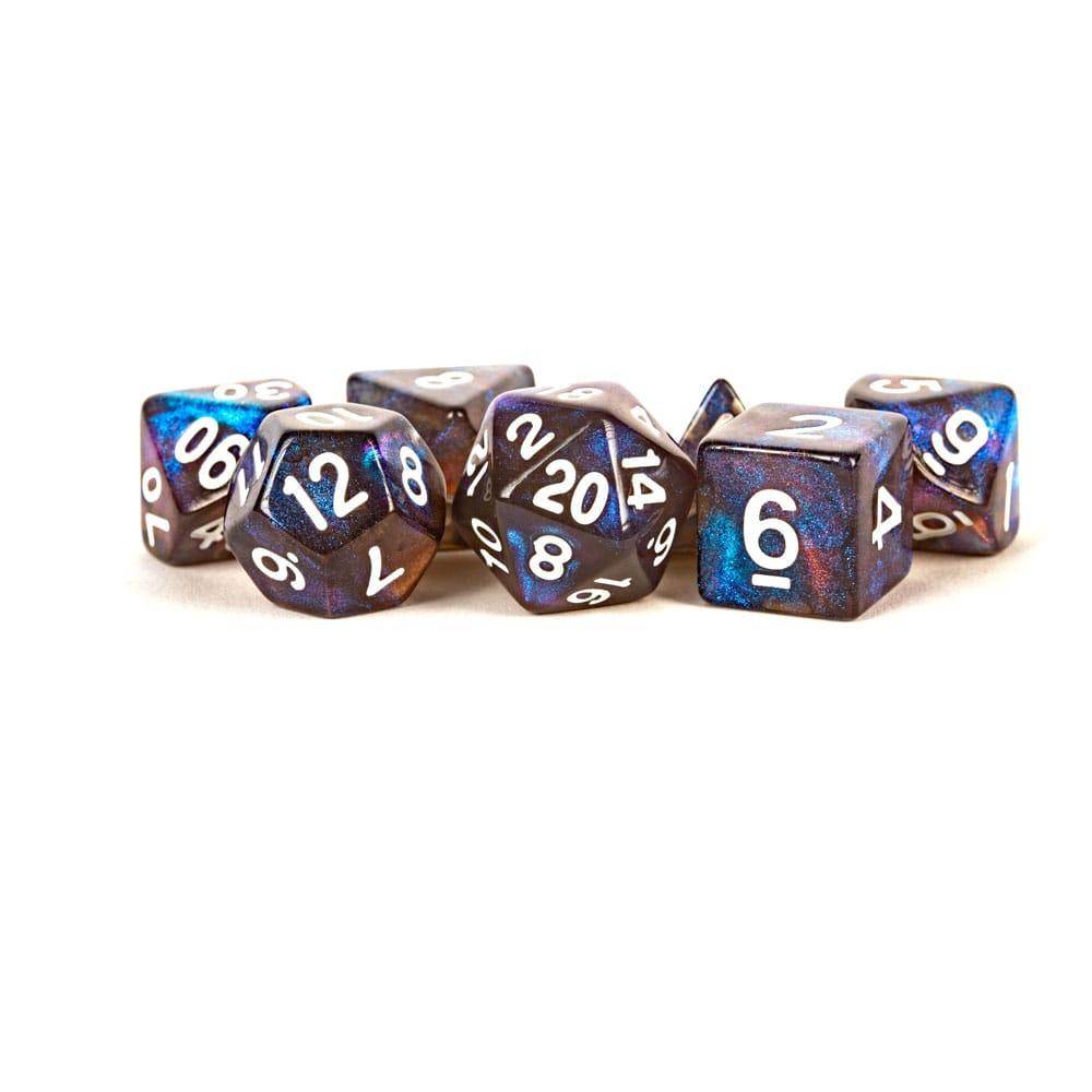 FanRoll - Würfel Set Stardust Galaxy RPG Würfel Set - Blau Glitzer - 7