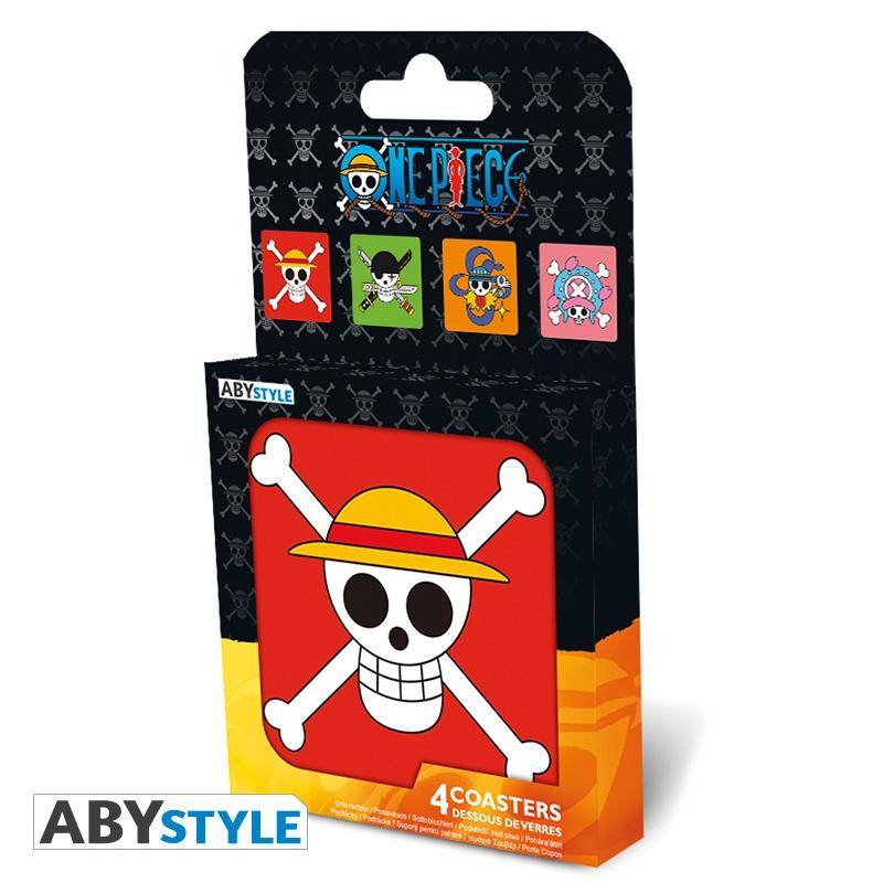 One Piece 4 Untersetzer Skulls Set