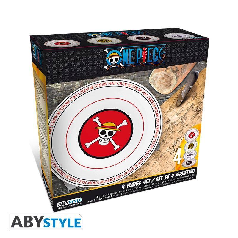 One Piece Set aus 4 Tellern Embleme