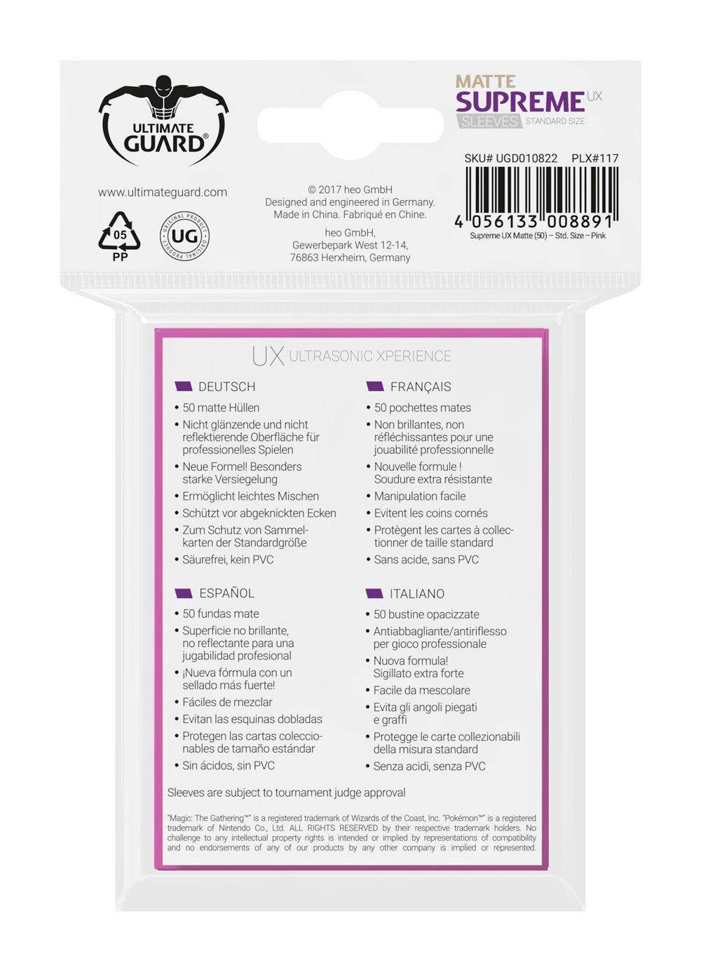 Ultimate Guard Supreme UX Sleeves Standardgröße Matt Pink (50)