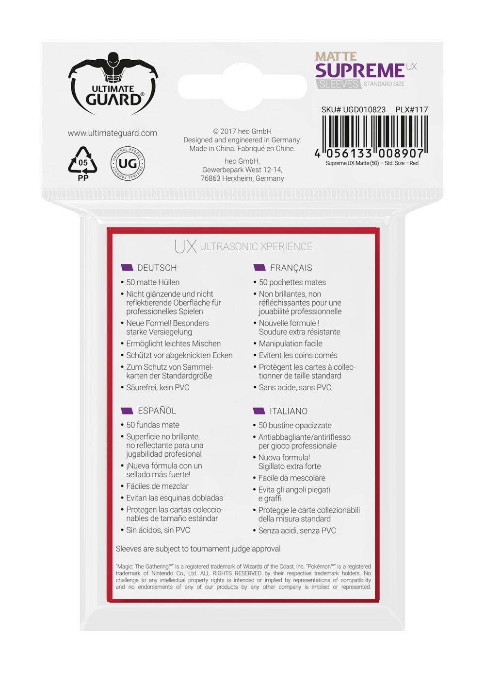 Ultimate Guard Supreme UX Sleeves Standardgröße Matt Rot (50)