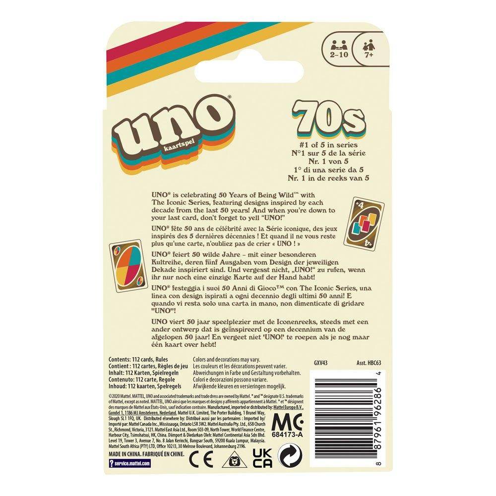 UNO Kartenspiel Iconic Series Jubiläumsedition 1970's