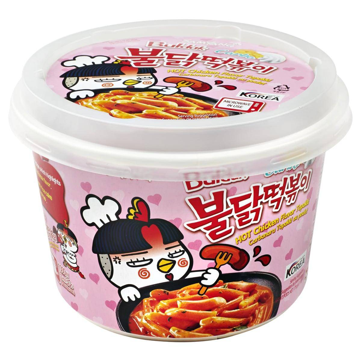 Samyang - Buldak Carbo Topokki - scharfe koreanische Reiskuchen à la Carbonara - 179g