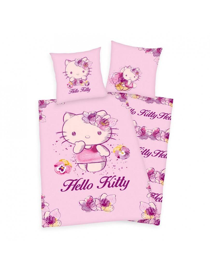 Hello Kitty - Bettwäsche Set Blumen - 135 x 200 cm / 80 x 80 cm