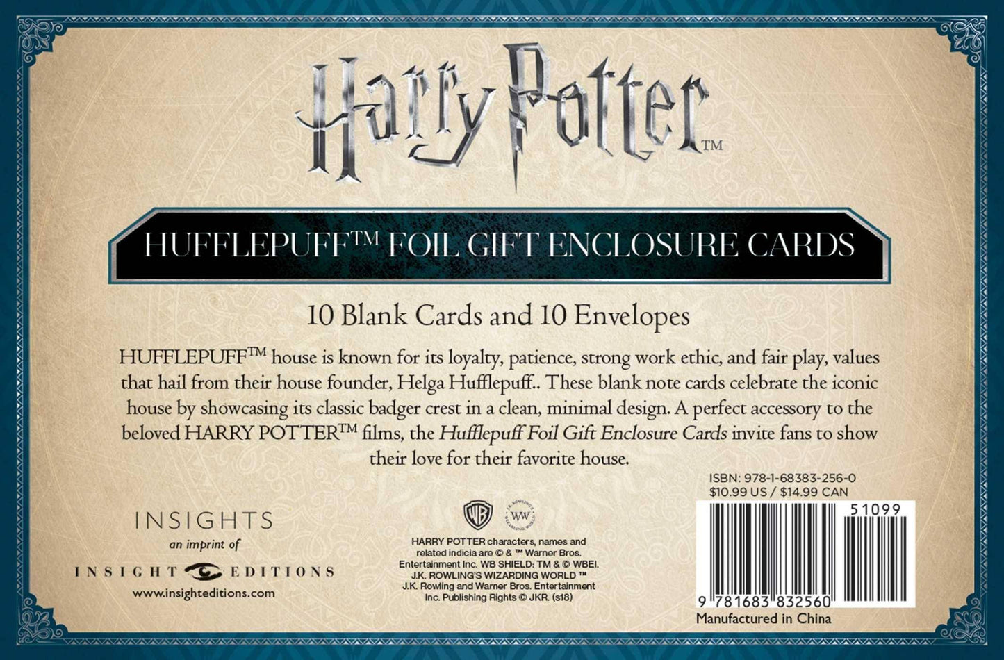 Harry Potter - Grußkarten Set Hufflepuff - 8,9 x 5,6 cm