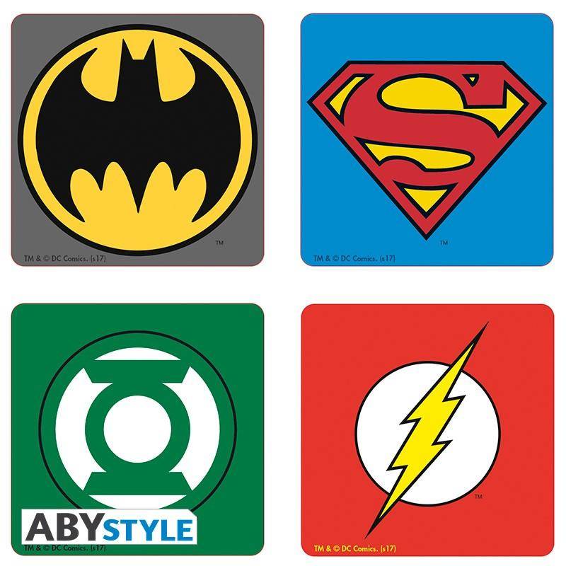 DC Comics - Untersetzer 4er-Set Batman, Superman, Flash & Green Lantern