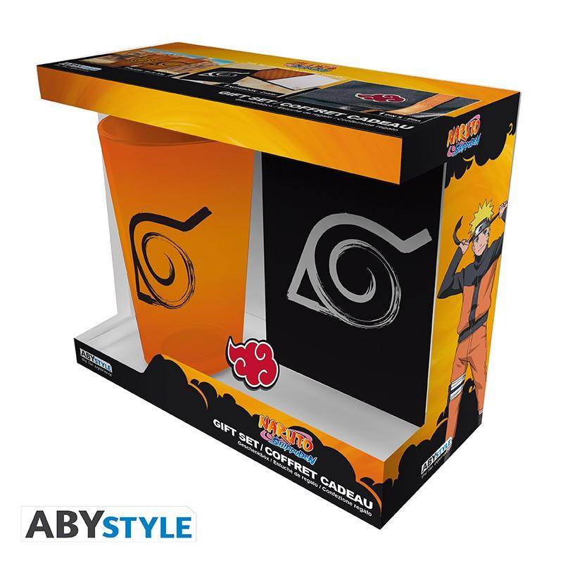 Naruto Shippuden - Geschenkset Konoha - Glas, Notizbuch & Anstecker