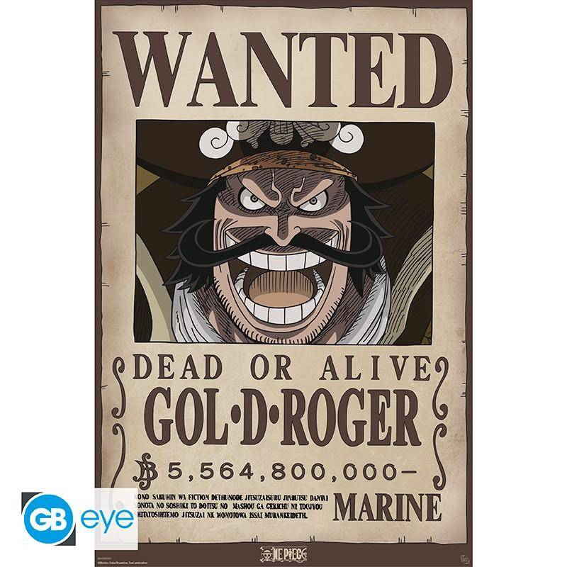 One Piece - Poster Wanted Gol D. Roger - 91,5 x 61 cm