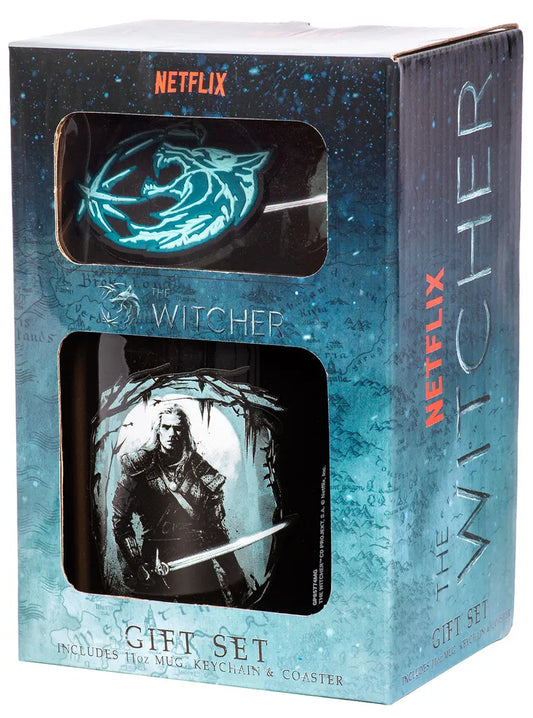 The Witcher - Geschenkset Wolf - Tasse, Untersetzer & Schlüsselanhänger