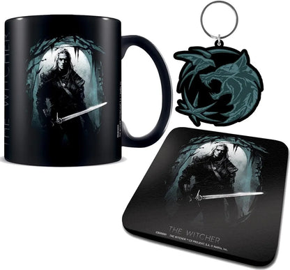 The Witcher - Geschenkset Wolf - Tasse, Untersetzer & Schlüsselanhänger