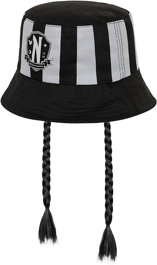 Wednesday - Bucket Hat mit Zöpfen Emblem - Kinder