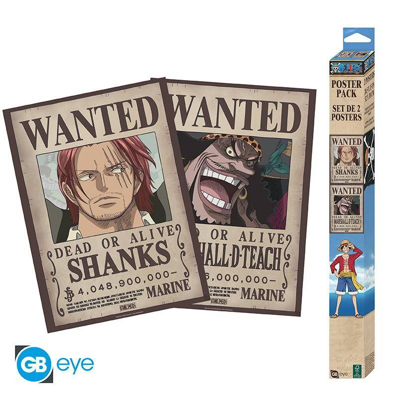 One Piece - Poster Doppelpack Wanted Shanks & Blackbeard - 52 x 38 cm