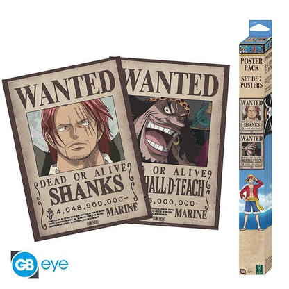 One Piece - Poster Doppelpack Wanted Shanks & Blackbeard - 52 x 38 cm
