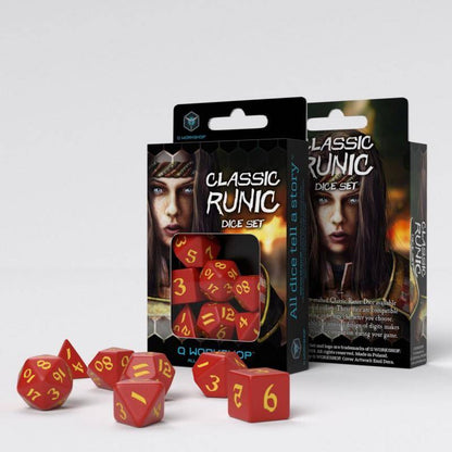 Q Workshop - Würfel Set Classic Runic RPG - Rot & Gelb - 7