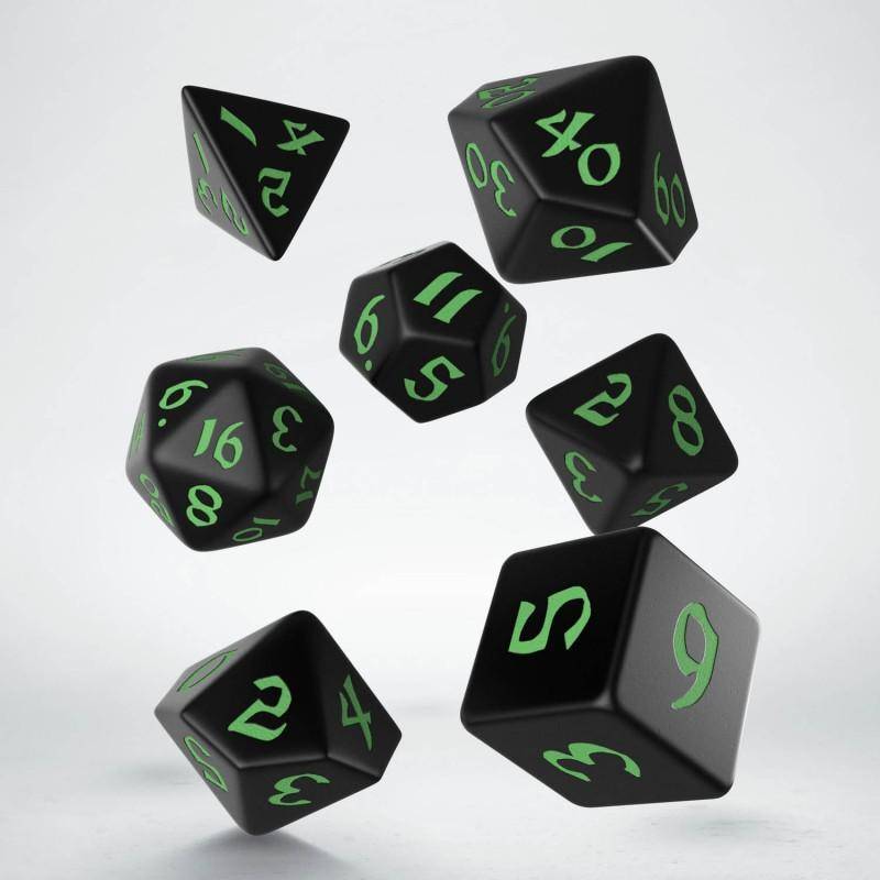 Q Workshop - Würfel Set Classic Runic RPG Würfel Set - Schwarz & Grün - 7