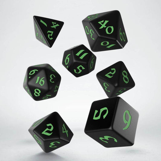 Q Workshop - Würfel Set Classic Runic RPG Würfel Set - Schwarz & Grün - 7