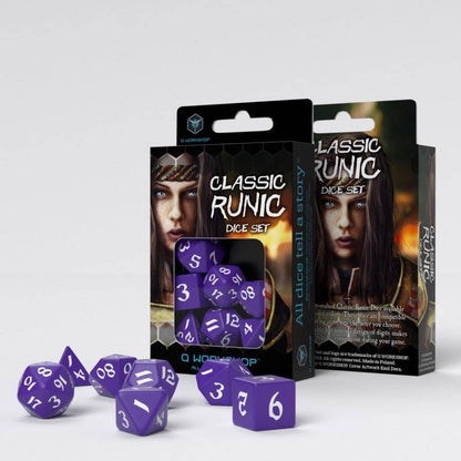 Q Workshop - Würfel Set Classic Runic RPG - Lila & Weiss - 7