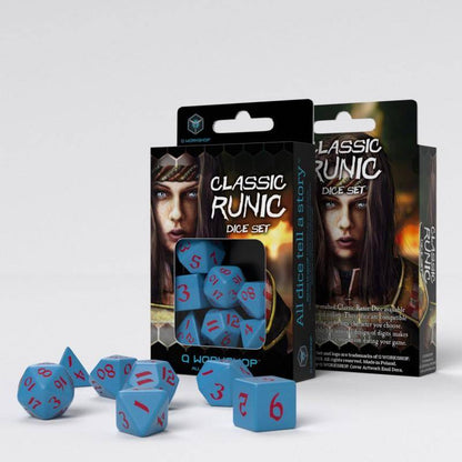 Q Workshop - Würfel Set Classic Runic RPG - Blau & Rot - 7