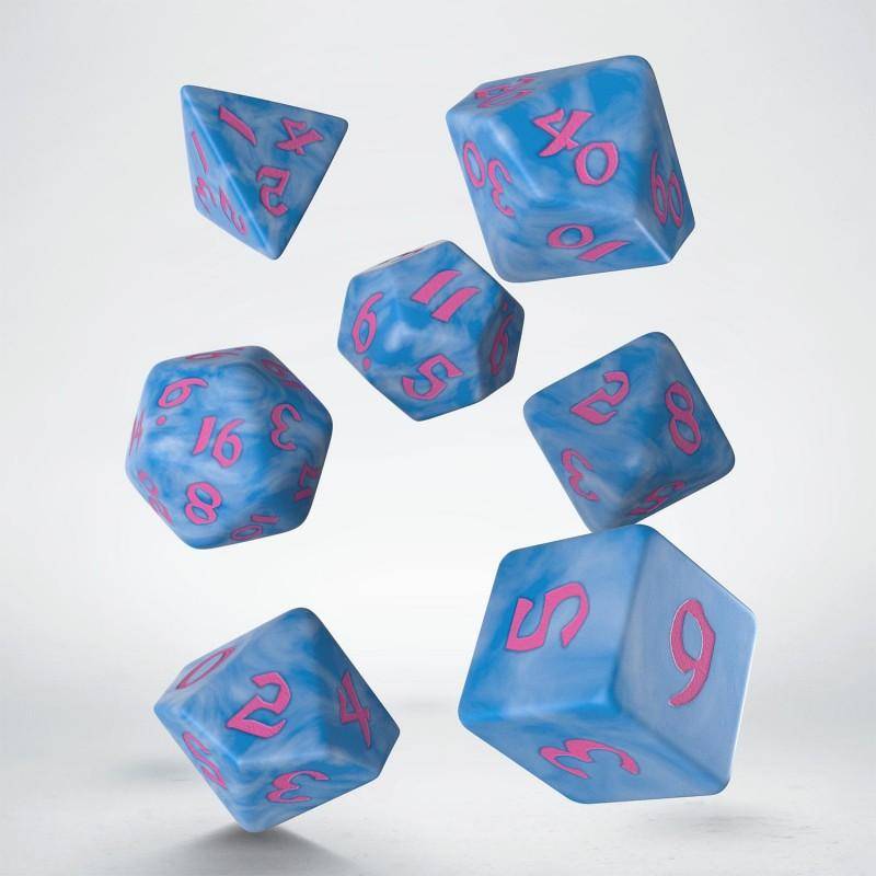Q Workshop - Würfel Set Classic Runic RPG - Gletscher & Pink - 7