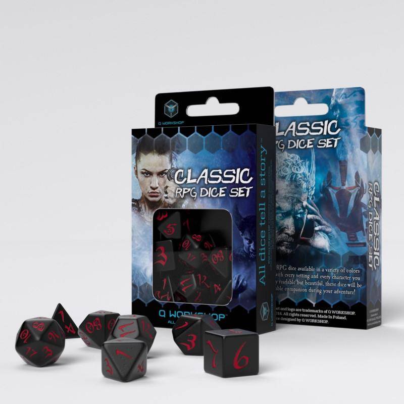 Q Workshop - Würfel Set RPG Classic - Schwarz & Rot - 7