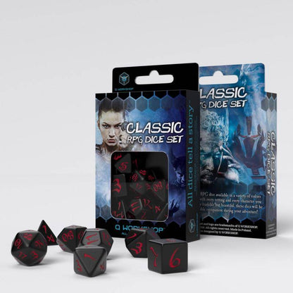 Q Workshop - Würfel Set RPG Classic - Schwarz & Rot - 7