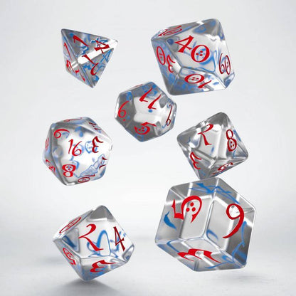 Q Workshop - Würfel Set RPG Classic - Transparent & Blau & Rot - 7