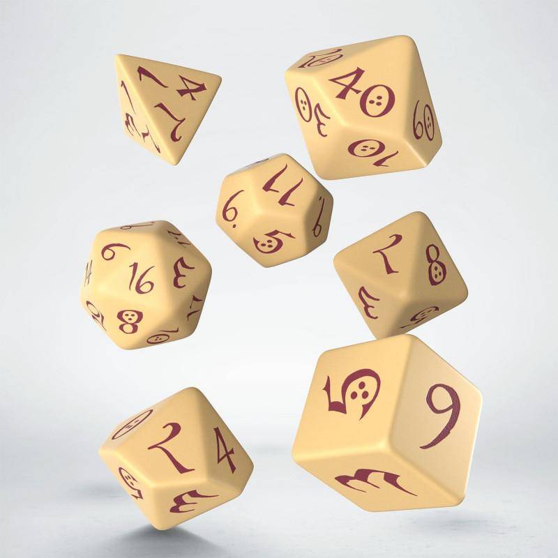 Q Workshop - Würfel Set RPG Classic - Beige & Burgunderrot - 7