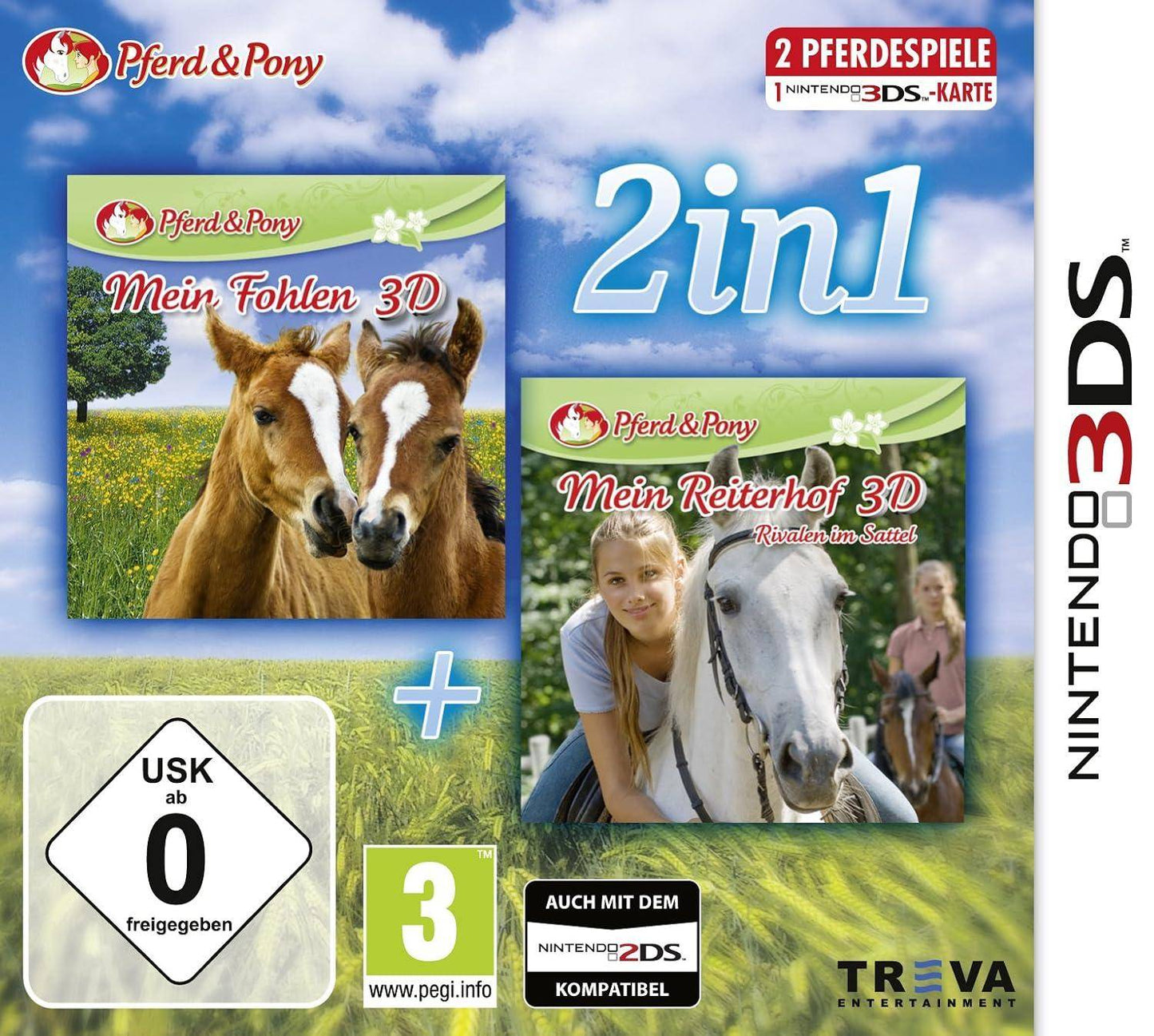 3DS - 2 In 1 Mein Fohlen + Mein Reiterhof 3D Rivalen Im Sattel - (Gebraucht)
