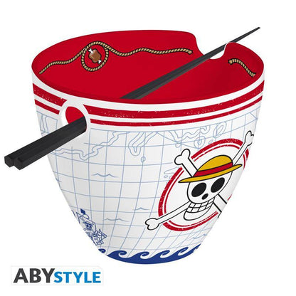 One Piece - Schüssel mit Essstäbchen Strohhut Piraten - 370 ml