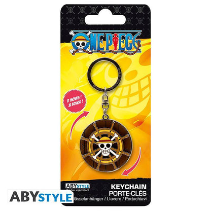 One Piece - Beweglicher Metall Schlüsselanhänger Steuerrad