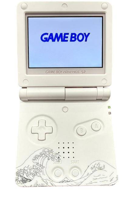Game Boy Advance SP - Konsole mit IPS Display - Custom Design - The Great Wave of Kanagawa (Gebraucht)