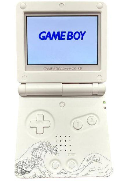 Game Boy Advance SP - Konsole mit IPS Display - Custom Design - The Great Wave of Kanagawa (Gebraucht)