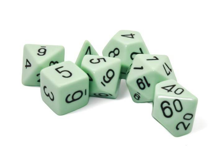 Chessex - Würfelset Pastel Green/Black - 7 Stk