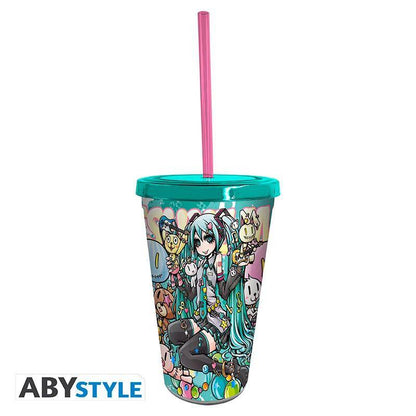 Hatsune Miku - Trinkbecher mit Strohhalm Miku Band - 470 ml