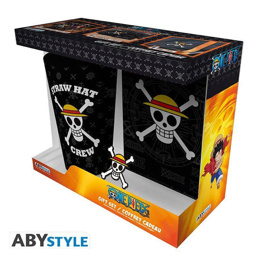 One Piece - Geschenk Set Strohhutbande - Glas, Notizbuch & Ahnstecker