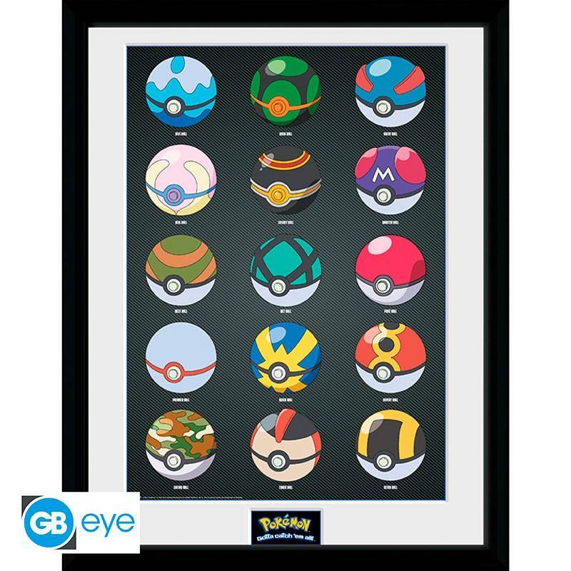 Pokémon - Gerahmtes Bild Pokébälle - 30,5 x 40,6 cm