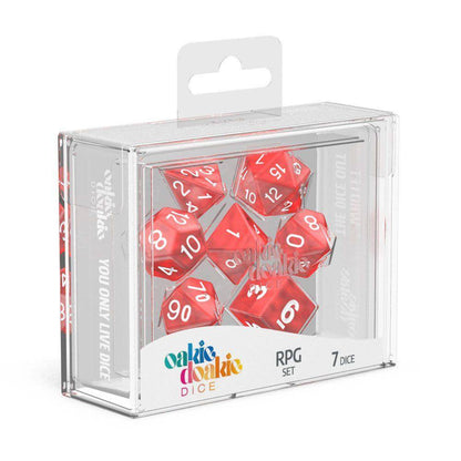 Oakie Doakie Dice - RPG Würfel Set Marmor Rot - 7