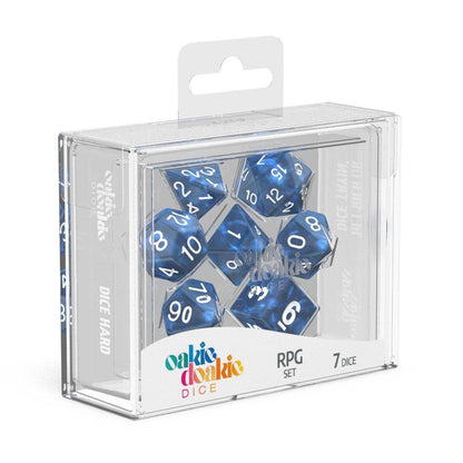 Oakie Doakie Dice - RPG Würfel Set Marmor Blau - 7