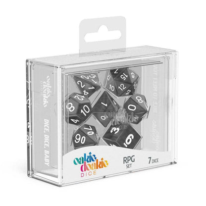 Oakie Doakie Dice - RPG Würfel Set Marmor Schwarz - 7