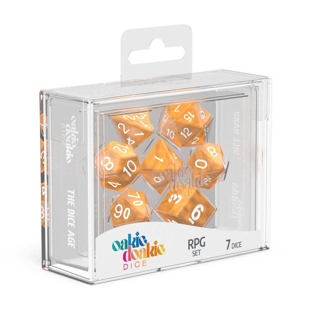 Oakie Doakie Dice - RPG Würfel Set Marmor Orange - 7