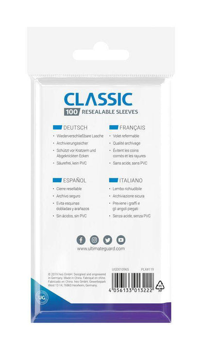 Ultimate Guard - Classic Sleeves wiederverschließbar - Standardgröße Transparent (100)