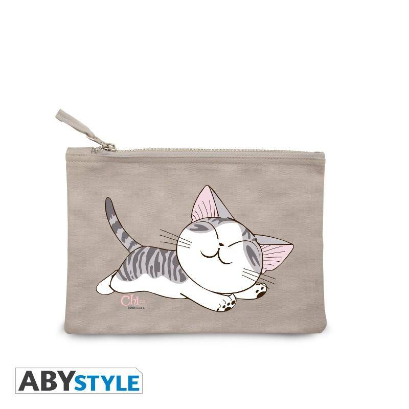 Kleine Katze Chi – Kosmetiktasche - "Chi's Stretching" - Grau