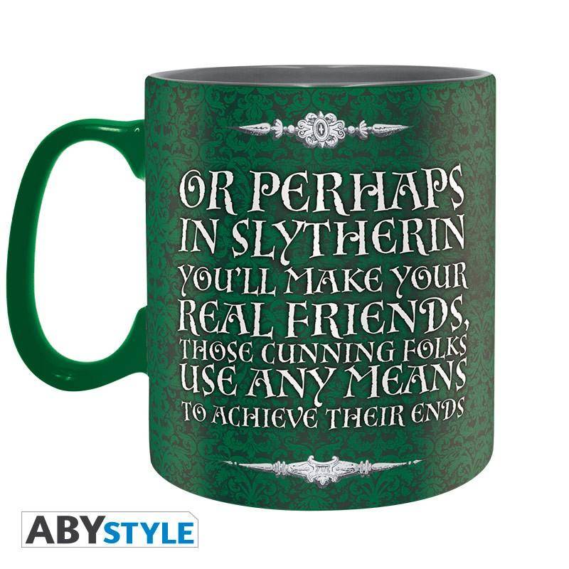 Harry Potter Packung Tasse + Schlüsselanhänger + Button Slytherin