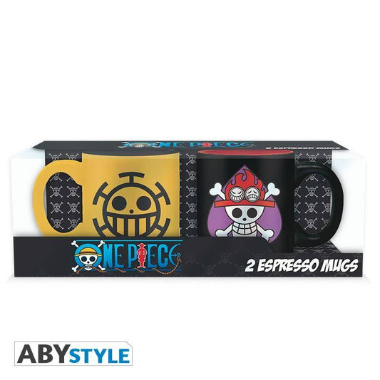One Piece - Set 2 Espressotassen - 110 ml - Ace & Trafalgar Embleme