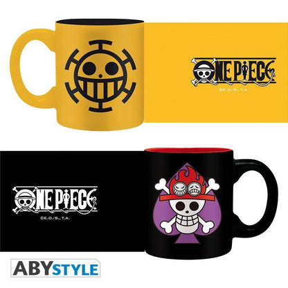 One Piece - Set 2 Espressotassen - 110 ml - Ace & Trafalgar Embleme