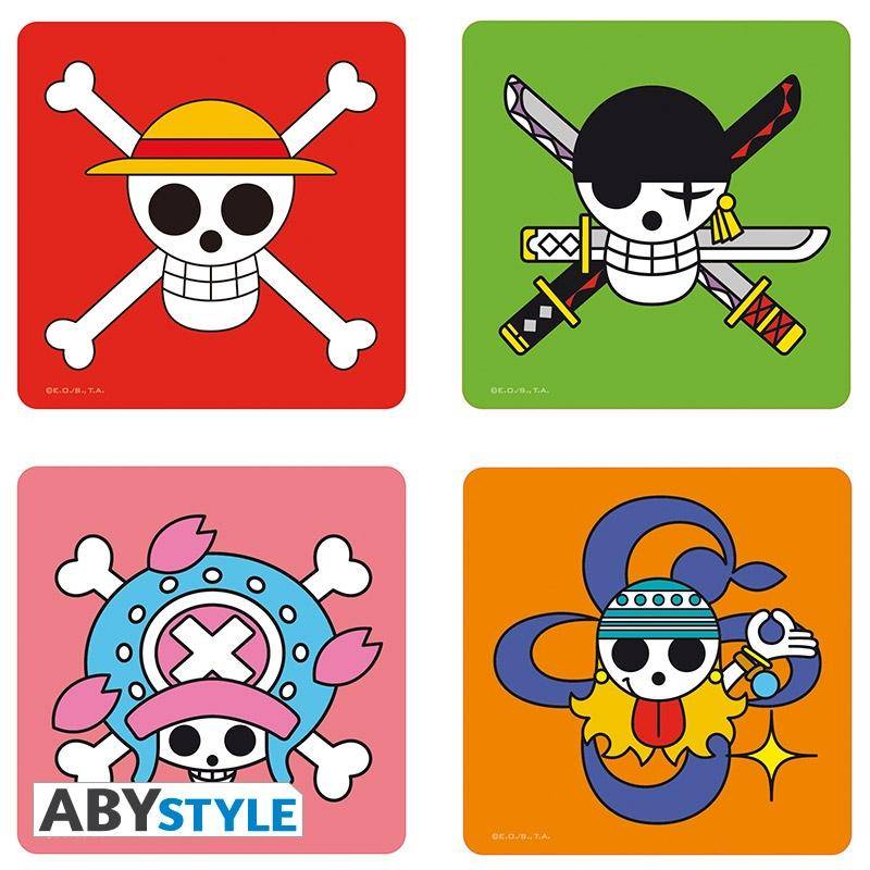 One Piece 4 Untersetzer Skulls Set