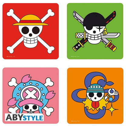 One Piece 4 Untersetzer Skulls Set