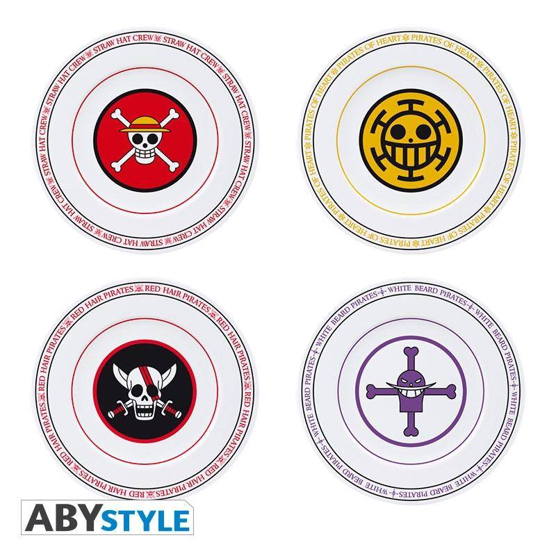 One Piece Set aus 4 Tellern Embleme
